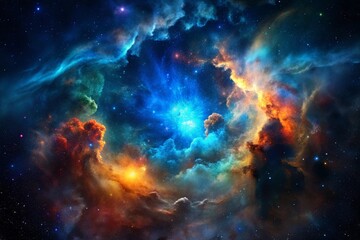 Fototapeta premium bule nebulae in space and sparkling stars