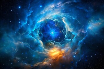 Obraz premium bule nebulae in space and sparkling stars