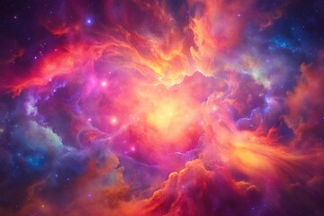 Obraz premium Pink space nebula clouds among star pigs