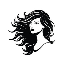 Women hair flying loose curls silhouette