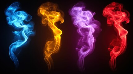 Obraz premium Colorful Abstract Swirling Smoke Lines on Dark Background