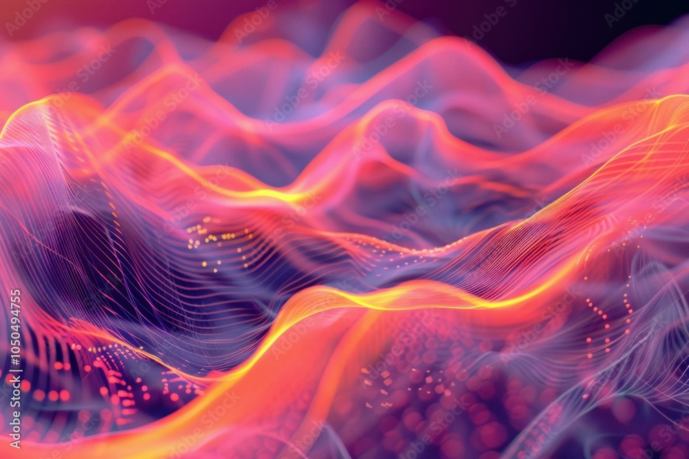 Poster abstract colorful wave background with connecting dots and lines, network connection structure