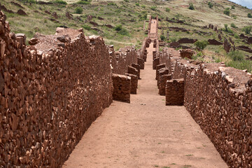 Tipon often referred to as the "Water Temple of Tipón" due to its remarkable hydraulic features.  Cusco Peru.