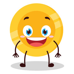 Obraz premium cute happy expression of coin cartoon character