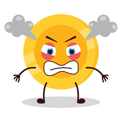 cute furious expression of coin cartoon character