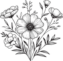 A flower illustration with clean, simple line on a white background