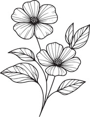 A flower illustration with clean, simple line on a white background