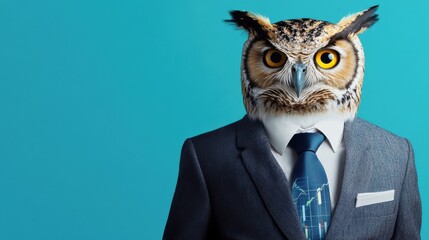 Owl Dressed in Formal Attire for a Unique Presentation