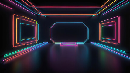 Obraz premium Colorful Neon Christmas Display Background