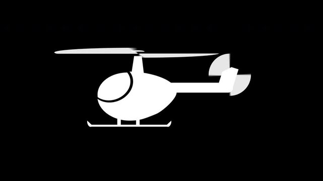 Helicopter aviation icon animated with alpha transparent overlay [4K]