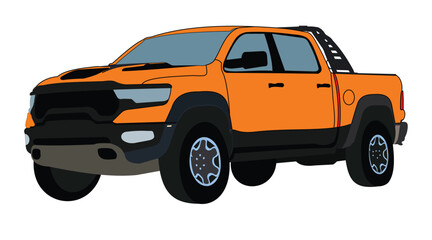 Pickup or mini truck vehicle transport silhouette vector icon illustration.