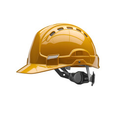 High-Resolution Image of a Glossy, Durable Safety Helmet with Adjustable Strap on Clean Transparent Background