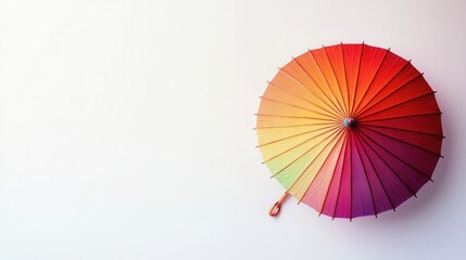 Colorful umbrella isolated on a white background, highlighting its vibrant design