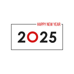 2025 happy new year poster, greeting card or social media post template, white background vector illustration