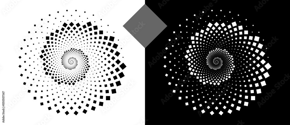 Aufkleber abstract background with rhombuses in circle. art design spiral as logo or icon. a black figure on a