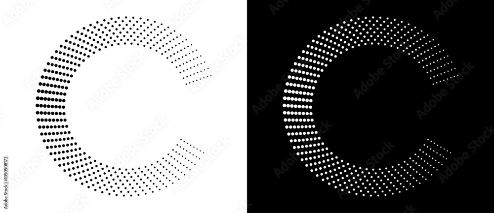 Fototapete modern abstract background. halftone dots in circle form. letter c like logo, icon or design element
