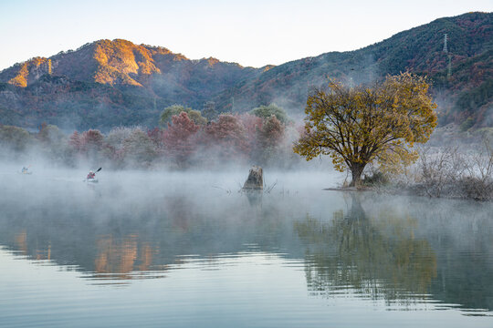 Asia South Korea Jinan Jucheon Ecological Park Lake
