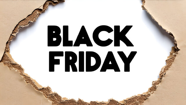  Torn paper and the text black friday on a white background. 