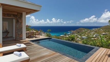 Fototapeta premium Beautiful Villa with Ocean View and Infinity Pool