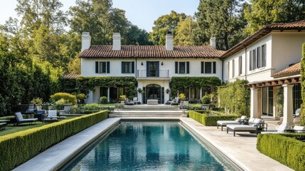 Elegant villa with pool and lush garden setting