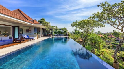 Obraz premium Stunning Modern Villa with Infinity Pool and Scenic View
