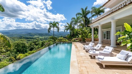 Fototapeta premium Luxury Villa with Scenic Mountain View and Pool