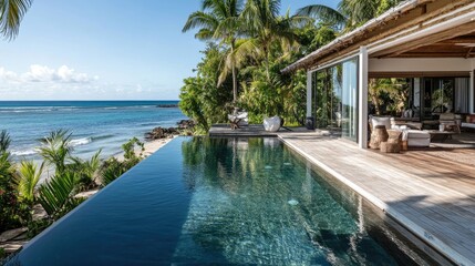 Fototapeta premium Serene Villa with Ocean View and Infinity Pool