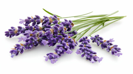 A bunch of fresh lavender flowers arranged aesthetically.