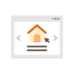 House online search icon. Real estate, property, construction, residential technology, review concepts. Flat vector design isolated illustration.
