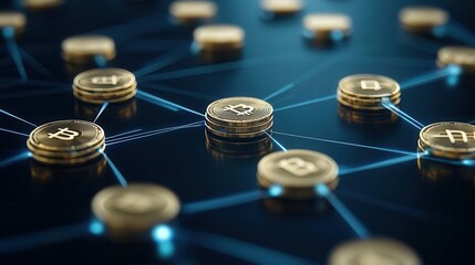 3D visualization of CBDC transactions across digital borders, connecting economies through centralized digital currencies