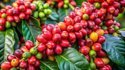 Extreme close-up of robusta coffee bean grown in tropical area