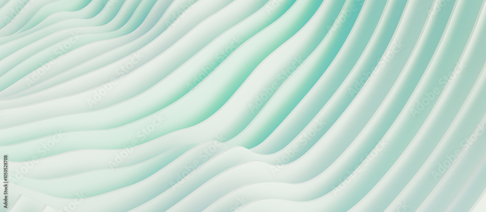 Poster abstract white mint gradient paper cut background. fluid dynamics layering design template 3d render