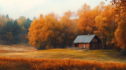 Fototapeta premium Russian Countryside in Fall 