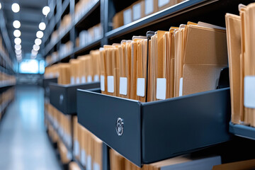 document management scene, organized filing system visible