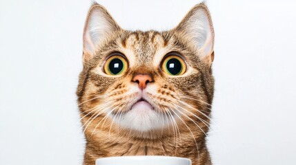 Fototapeta premium Curious Cat with Bright Eyes and Cute Expression