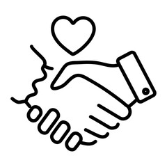 Lovely handshake icon in line style 