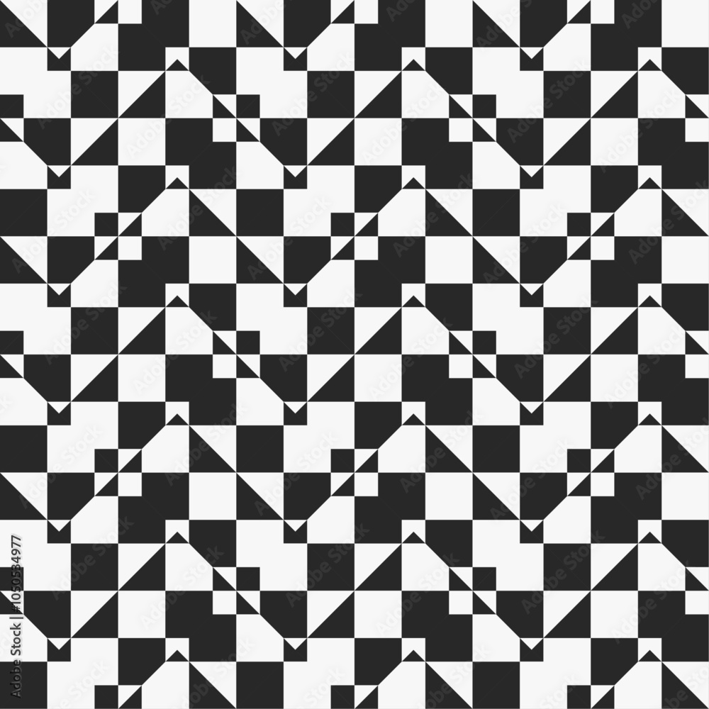 Leinwandbilder Monochrome pattern of zigzags consisting of a checkerboard pattern.