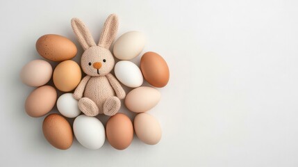 Obraz premium Easter eggs with bunny ears on the table easter decoration concept with wine 