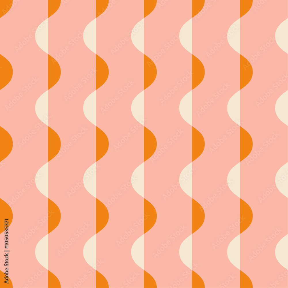 Aufkleber Pattern with smooth shapes of peach colors. Vector.
