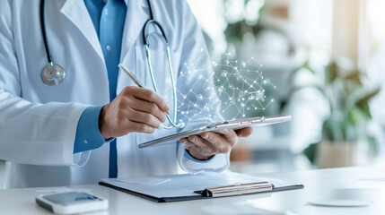 
Technician inspecting medical devices for compliance with safety standards, medical device QC, healthcare quality control