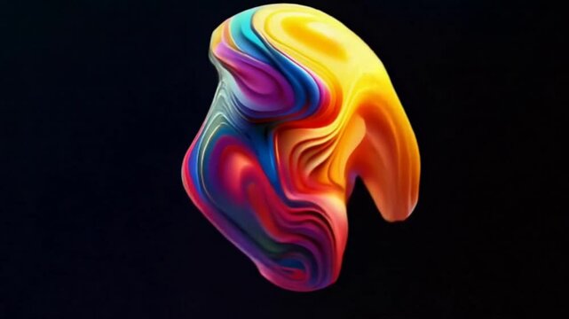 Abstract animation showcasing a brightly colored morphing figure in motion
