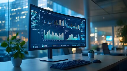 Sales Data Visualization on a Computer Monitor