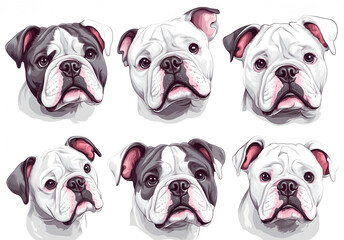 Fototapeta premium Figure illustration, six cute boxer dogs.