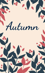 Minimalistic autumn background card. Hello Autumn vector postcard