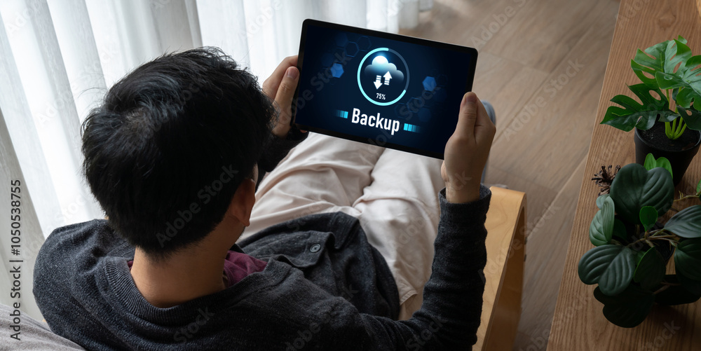 Poster backup storage data internet technology business concept. database storage cloud technology file dat