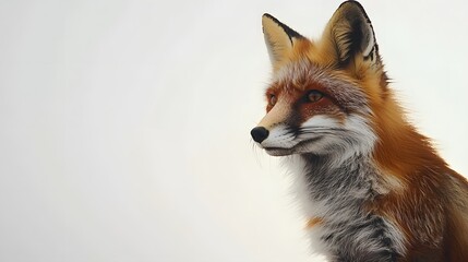 Obraz premium Fox Sitting on Flat White Background