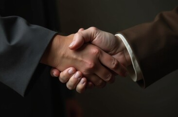 Two people shaking hands when meeting or making a certain agreement