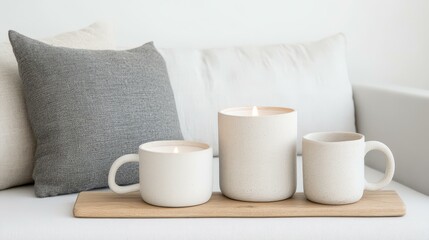 Cozy Christmas Warm glow of candles in home at christmas evening