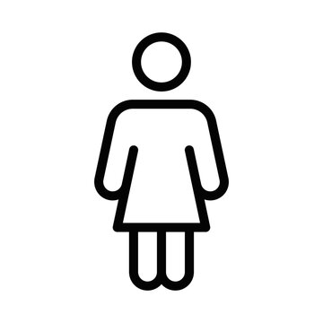 recommend clip art: Minimalist vector icon of a female symbol, suitable for gender, restroom, or general female representation themes. Editable stroke.