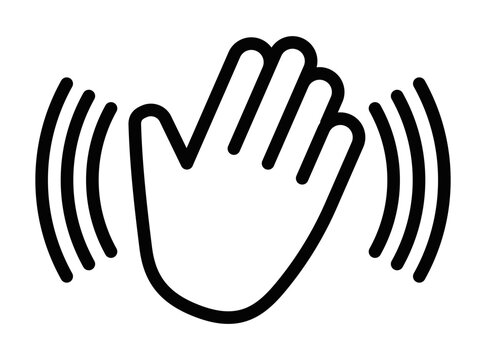 Minimal vector icon of a hand waving, symbolizing greeting, hello, or communication. Ideal for social or interaction themes. Editable stroke.